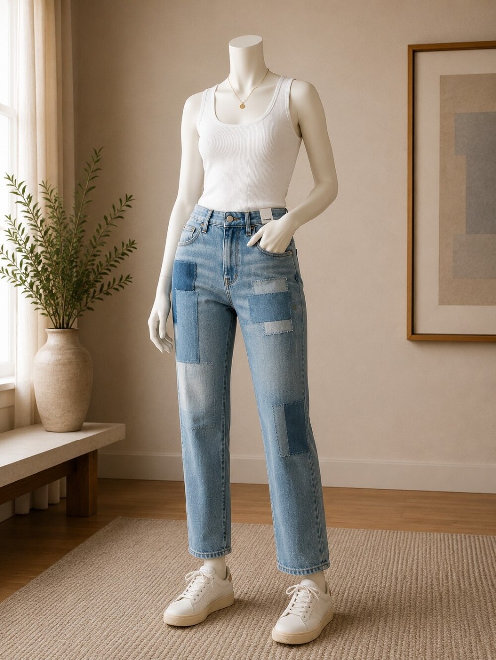 Judy Blue High Rise Patchwork Jeans - Light & Dark Blue